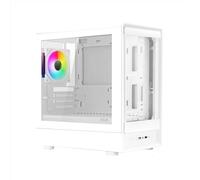 Noua Nexus PH100, Case Gaming MicroATX Compatto, Ventola PWM ARGB, Vetro Temperato a Doppia Finestra, Micro Tower con USB 3.0 e TYPE-C, Bianco