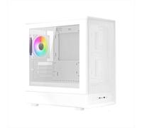 Noua Nexus PH200, Case Gaming MicroATX Compatto, Ventola PWM ARGB, Micro Tower con USB 3.0, Frontale Mesh e Laterale in Vetro Temperato, Bianco