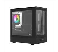 Noua Nexus PK100, Case Gaming MicroATX Compatto, Ventola PWM ARGB, Vetro Temperato a Doppia Finestra, Micro Tower con USB 3.0, Nero