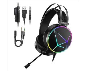 Noua Reaper Rainbow Cuffie da Gaming Over-Ear da 50 mm con Microfono Flessibile Cuffie da Gioco con 3.5mm Jack e Controllo Volume Headset per PS4, PS5, Xbox One, Switch, PC, Mac, Laptop, Tablet