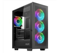 Noua Utopia F501 Nero Case PC Gaming ARGB Mid-Tower ATX, 4 Ventole LED RGB Sincronizzabile 120 mm, Pannello Frontale Mesh e Pannello Laterale in Vetro temperato, Supporta Dissipatore Liquido da 360mm