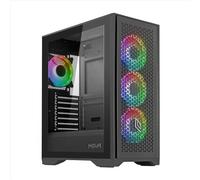 Noua Utopia F502 Nero Case PC Gaming ARGB Mid-Tower ATX, 4 Ventole LED RGB Sincronizzabile 120 mm, Pannello Frontale Mesh e Pannello Laterale in Vetro temperato, Supporta Radiatori da 360mm