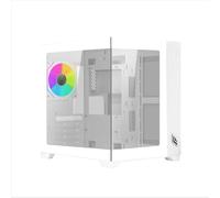 Noua Vision ZH100 Mini Bianco, Case Micro ATX PC Gaming Mini Tower 0.60MM, Ventola LED ARGB Indirizzabile, Struttura Doppia Camera, USB 3.0, Vetro Temperato Frontale e Laterale