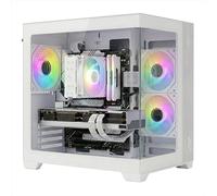 Noua Vision ZH100 Mini Bianco, Case Micro ATX PC Gaming Mini Tower 0.60MM, Ventola LED ARGB Indirizzabile, Struttura Doppia Camera, USB 3.0, Vetro Temperato Frontale e Laterale