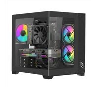 Noua Vision ZK100 Case PC Micro ATX Mini Tower Gaming | Pannelli Vetro Temperato Frontale e Laterale | Ventola ARGB Preinstallata | Struttura Dual Chamber | USB 3.0 | Filtro Anti-Polvere | Nero