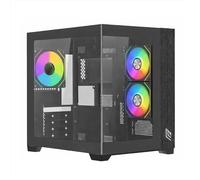 Noua Vision ZK100 Mini | Case Micro-ATX PC Gaming Mini Tower | 3 Ventole ARGB | Struttura Doppia Camera | Vetro Temperato Frontale e Laterale | Nero