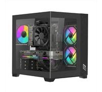 Noua Vision ZK100 Mini Nero, Case Micro ATX PC Gaming Mini Tower 0.60MM, Ventola LED ARGB Indirizzabile, Struttura Doppia Camera, USB 3.0, Vetro Temperato Frontale e Laterale