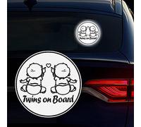 Nouiroy - Adesivi per auto, con scritta "Twins on Board", confezione da 2 pezzi, motivo: Baby in Car Love Twin Heart Strong Reflective Baby Caution, decalcomanie e adesivi da 18,4 cm, per finestrino