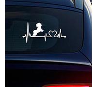 Nouiroy - Adesivi per auto per cani, simpatici cuccioli di cane, battito cardiaco, adesivi riflettenti per auto, decorazione per auto, adesivi in vinile a forma di cuore, autoadesivi, con scritta in