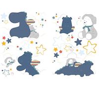 Noukies BB1610.88 Guss & Victor Stickers Accessori Decorativi, Bianco/Celeste, 100 x 100 cm