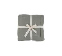 NOUKIE'S - Coperta per bambini, 100 x 140 cm, in mussola ricamata e Sherpa, colore cachi, morbida e calda, ideale fin dalla nascita