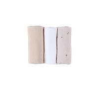 Noukie's - Set di 3 panni Bali, Moka & Snow - Chiffon Bio - ecru/tortora - motivi colombi