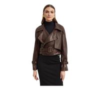 NOUR HAMMOUR - Hatti Croco Cropped Leather Jacket - - Jackets - Donna - Marrone - L
