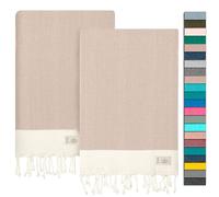 NOUR Telo mare per hammam, confezione da 2 pezzi, grande, 100 x 200 cm, in 100% cotone, coperta da picnic, asciugamano da sauna, extra leggero, assorbente, ad asciugatura rapida, senza sabbia (beige)