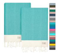 NOUR Telo mare per hammam, confezione da 2 pezzi, grande, 100 x 200 cm, in 100% cotone, coperta da picnic, asciugamano da sauna, extra leggero, assorbente, ad asciugatura rapida, senza sabbia (blu)