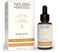 Nourish Mantra Glow Siero viso, vitamina C e acido ialuronico, schiarente per la pelle, 30 ml