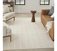 Nourison Serenity Home - Tappeto color avorio, 25 x 35 cm, facile da pulire, non perde pelo, camera da letto, soggiorno, sala da pranzo, cucina (25 x 35 cm)