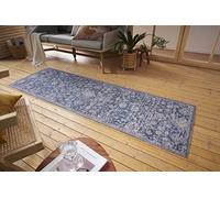Nouristan Alexandria - Tappeto orientale per interni ed esterni, con motivo orientale, lavabile, resistente alle intemperie e ai raggi UV, per balcone, terrazza, giardino, soggiorno, blu, 80 x 200 cm