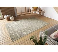 Nouristan Luxor - Tappeto orientale per interni ed esterni, stile vintage, lavabile, resistente alle intemperie e ai raggi UV, per balcone, terrazza, giardino, soggiorno, colore nero crema, 155 x 235