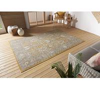 Nouristan Luxor - Tappeto orientale per interni ed esterni, stile vintage, lavabile, resistente alle intemperie e ai raggi UV, per balcone, terrazza, giardino, soggiorno, colore oro, 120 x 170 cm