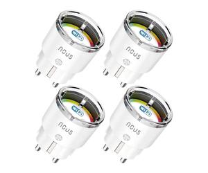 Nous A1 WiFi 16A Intelligente Presa con misuratore consumo elettrico, protezione sovratensione, temporizzatore, controllo remoto senza hub, Alexa, Google Home, Tuya Smart life 4 pezzi multipresa