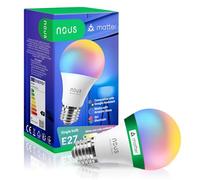 NOUS Lampadina Matter Smart WIFI RGB E27, Compatibile con Alexa, Home Assistant, Apple HomeKit, Casa Intelligente, telecomando, Lampada LED che Cambia Colore, Llampadina RGB, WiFi 2,4 GHz