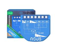 NOUS Modulo di commutazione WiFi Tasmota, 16 A, 2 canali con misurazione della potenza/modulo tenda 1 canale, ESP32, sensore Temp, Matter & MQTT, contatti a secco, compatibile con Alexa, Home