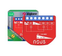 NOUS Modulo Interruttore Intelligente ZigBee con Misurazione della Potenza, 2 Canali, AC 16A/DC 10A, Contatti Secchi, Hub ZigBee 3.0 Richiesto, Compatibile con Alexa, Google Assistant, Home Assistant