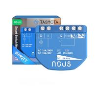 NOUS Modulo Smart Switch WiFi con Tasmota, AC 16A/DC 10A, ESP32, Sensore Temp, Matter & MQTT, 1 Canale, Contatti a Secco, Compatibile con Alexa, Home Assistant, Google Home, Apple Home Kit