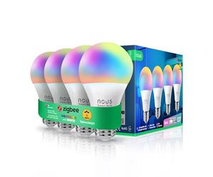 NOUS P3Z, Zigbee Lampadine Led E27 Luce Calda Fredda, Tuya Smart Life Luci Led Rgb, Lampadina Compatibile con Alexa, Google Home Assistant, M2QTT, Luce Intelligente Dispositivi Lampade