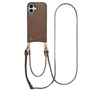 SELENCIA Nova Backcover con cordino e portacarte COVER per Apple iPhone 16, Marrone scuro