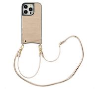 SELENCIA Nova Croco Backcover con cordino e portacarte COVER per Apple iPhone 14 Pro, Beige