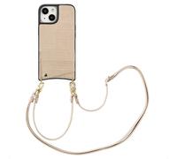 SELENCIA Nova Croco Backcover con cordino e portacarte COVER per Apple iPhone 15, Beige