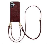 SELENCIA Nova Croco Backcover con cordino e portacarte COVER per Apple iPhone 17, Rosso scuro