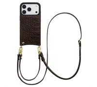 SELENCIA Nova Croco Backcover con cordino e portacarte COVER per Apple iPhone 17 Pro, Marrone scuro