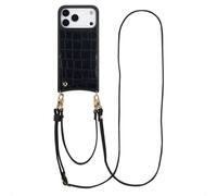 SELENCIA Nova Croco Backcover con cordino e portacarte COVER per Apple iPhone 17 Pro Max, Nero