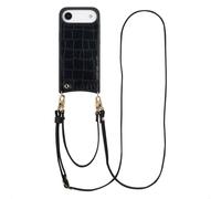SELENCIA Nova Croco Backcover con cordino e portacarte COVER per Apple iPhone Air, Nero