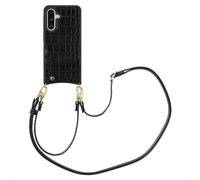 SELENCIA Nova Croco Backcover con cordino e portacarte COVER per Samsung Samsung Galaxy A36/Samsung Galaxy A56 (5G), Nero
