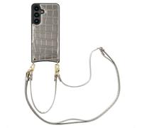 SELENCIA Nova Croco Backcover con cordino e portacarte COVER per Samsung Samsung Galaxy S24, Argento