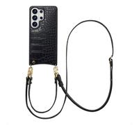 SELENCIA Nova Croco Backcover con cordino e portacarte COVER per Samsung Samsung Galaxy S26 Ultra, Nero
