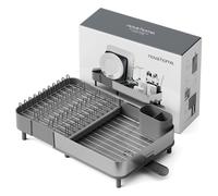 NOVA HOME Scolapiatti grigio scuro da appoggio | Estensibile in acciaio inox ant