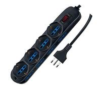 Nova Line CE274/4PK Presa Multipla 12 prese Filtrata con Interruttore Luminoso di Protezione Sovraccarico con 4 Schuko e 8 bivalenti, cavo 1,5 metri