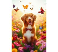Nova Scotia Duck Tolling Retriever in a field of colorful flowers Notebook - Large 6 x 9 inches - 127 Pages