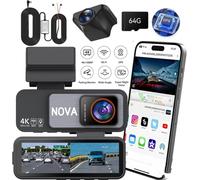 NOVA TECH Dash Cam Front Rear | 4K/2.5K | 64GB Card | Wi-Fi GPS Integrato 3,2"