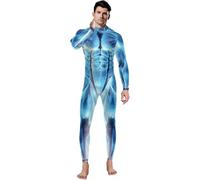 NOVACENTIX Costume da uomo per Halloween e cosplay, a maniche lunghe, colore blu, taglia M