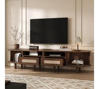 NovaFurnish 170 x 40 x 40 cm, supporto ovale per TV e TV con 2 cassetti in rattan, 2 ante scorrevoli, tavola bassa e tavolo per TV fino a 70 pollici, tavola TV e cassettiera per TV (noce)