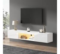 NovaFurnish Armadio sospeso lucido per TV da 70 pollici, portata 30 kg, con illuminazione a LED, controllo APP Bluetooth, supporto TV montato a parete (160 x 31 x 22 cm)