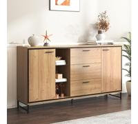 NovaFurnish Credenza con TRE Cassetti, Squisite venature Credenza moderna in colore legno con ripiani - mobili eleganti e funzionali, colore nero e legno.