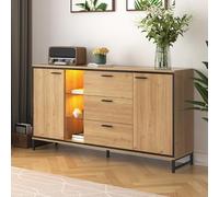 NovaFurnish Credenza con TRE Cassetti, Squisite venature Credenza moderna in colore legno con ripiani - mobili eleganti e funzionali, colore nero e legno.
