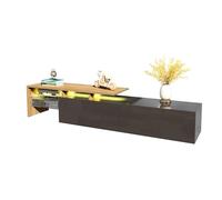 NovaFurnish Design moderno del mobile TV: elegante ed elegante, pratico, effetto legno, ripiani in vetro, illuminazione a LED (nero lucido e legno)